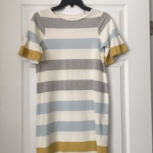Chinti & Parker stripe cotton dress with ruffled sleeves XS